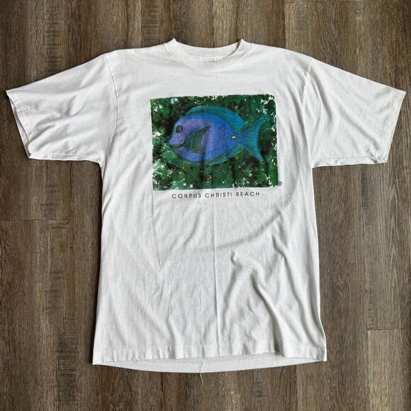 Vintage Corpus Cristi Beach Single Stitch Fish Tee XL - Picture 1 of 4